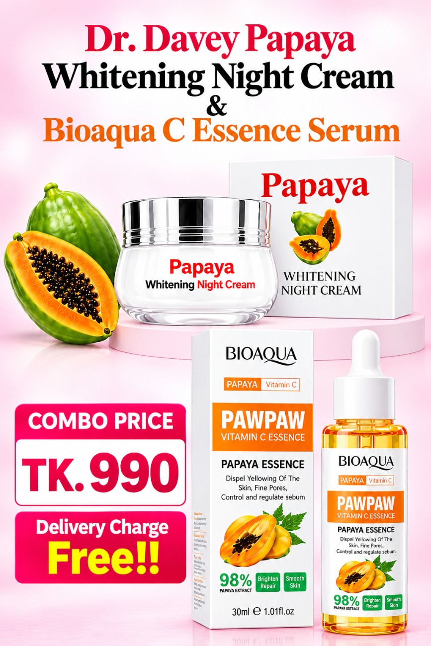 Dr. Davey Papaya Whitening Night Cream + BIOAQUA Vitamin C (Papaya) Essence Serum